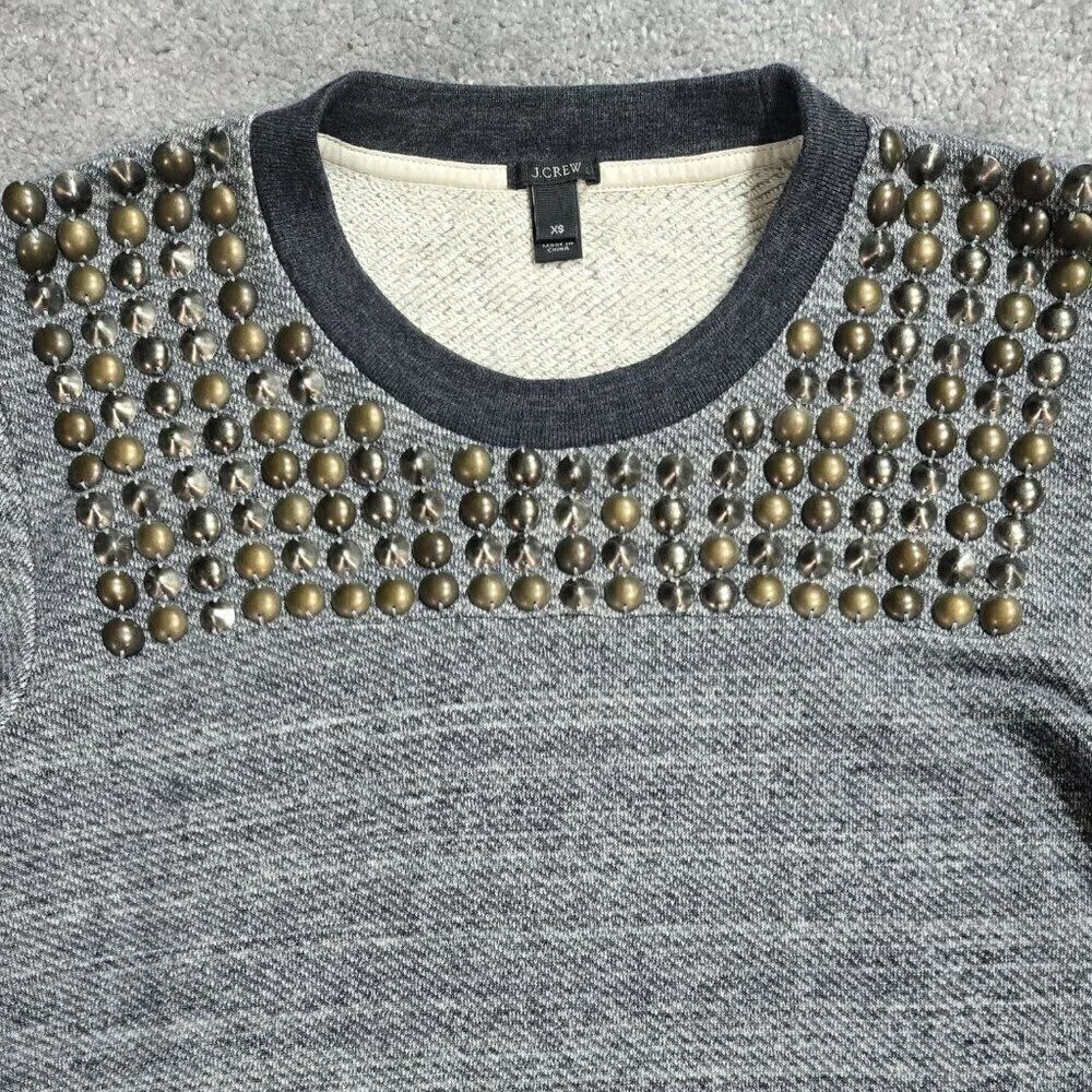 J. Crew 100% Cotton Gray Blue Marled Studded Sweater B1444 As Seen On TV